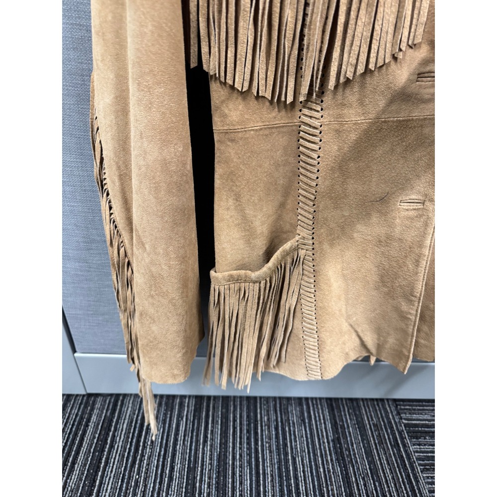 Scully Womens Tan Suede Leather Fringe Western Blazer Jacket Whipstitch Size M - Picture 4 of 8